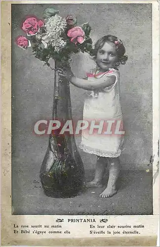 Cartes postales Printania La Rose Sourit au Matin et Bebe S'engaye Comme elle