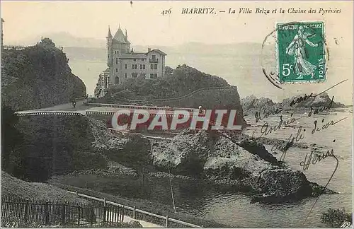 Cartes postales Biarritz La Villa Belza et la Chaine des Pyrenees