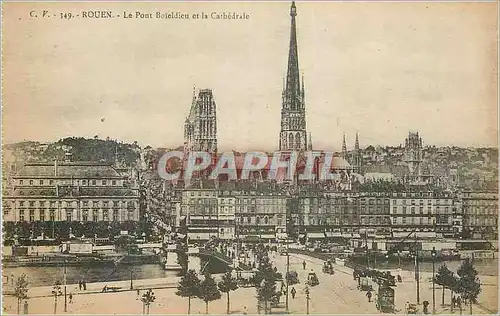 Cartes postales Rouen Le Pont Boieldien et La Cathedrale