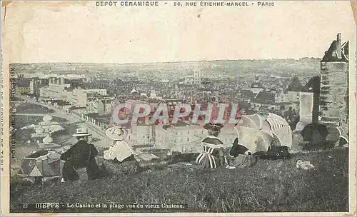 Cartes postales Dieppe Le Casino et la Plage vus du vieux Chateau Depot Ceramique rue Etienne Marcel Paris