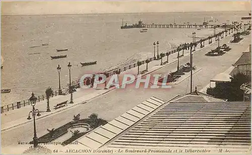 Cartes postales Arcachon (Gironde) Le Boulevard Promenade et le Debarcadere MD