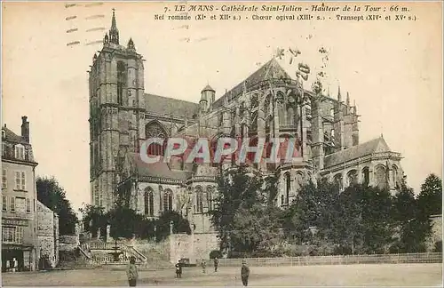 Cartes postales Les Mans Cathedrale Sain Julien Hauteur de la Tour 66 m