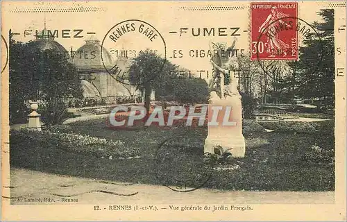 Cartes postales Rennes (I et V) Vue Generale du Jardin Francais