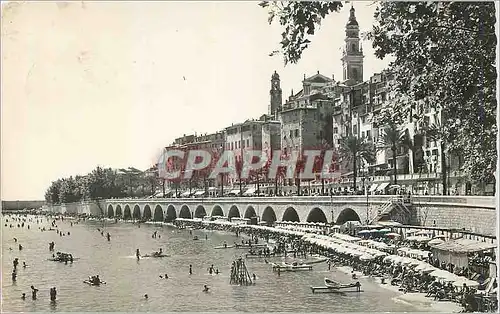 Cartes postales moderne Menton La Plage des Sablettes La Promenade et la Vieille Ville