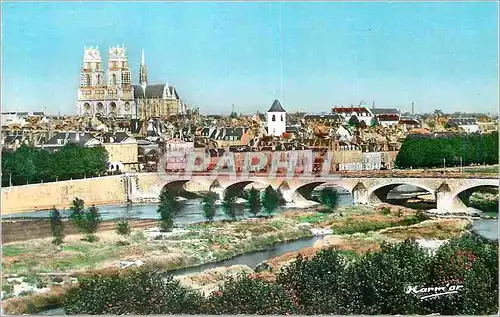 Moderne Karte Orleans (Loiret) Vue Generale det la Loire