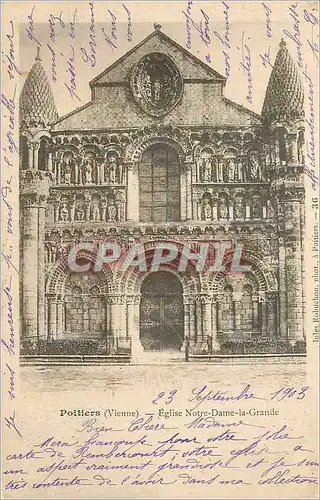 Cartes postales Poitiers (Vienne) Eglise Notre Dame la Grande (carte 1900)