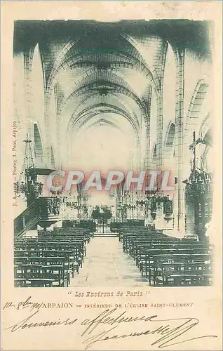 Cartes postales Arpajon Interieur de L'Eglise Saint Clement Environ de Paris (carte 1900)