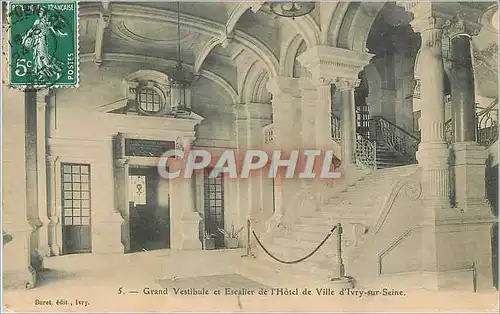 Cartes postales Grand Vestibule et Escalier de l'Hotel de Ville d'Ivry sur Seine