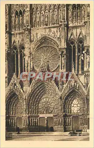 Ansichtskarte AK La Ville Renaissante Reims La Cathedrale Le Grand Portail et la Rosace