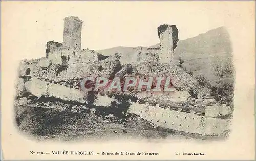 Cartes postales Vallee d'Argeles Ruines du Chateau de Beaucens (carte 1900)