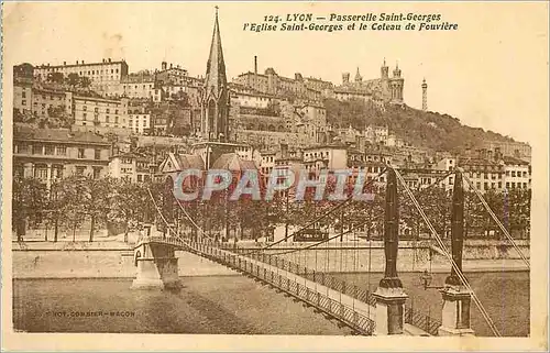 Ansichtskarte AK Lyon Passerelle Saint Georges l'Eglise Saint Georges et le Coteau de Fouviere