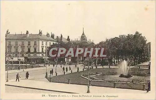 Cartes postales Tours (L et L) Place du Palais et Avenue de Grammont