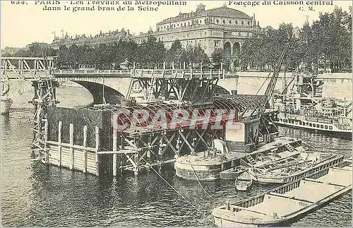 REPRO Paris les Travaux du Metropolitain dans le Grand Bras de la Seine