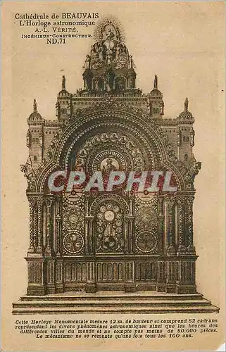 Cartes postales Cathedrale de Beauvais l'Horloge Astronomique A L Verite
