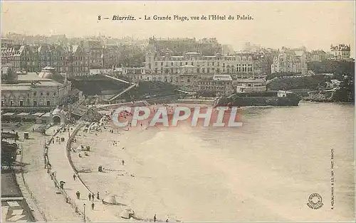 Cartes postales Biarritz la Grande Plage vue de l'hotel du Palais