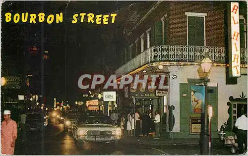 Cartes postales moderne Bourbon Street by Day Fine Restaurants Interesting Patios Curio Shops and Art Galleries