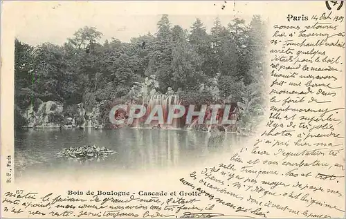 Cartes postales Bois de Boulogne Cascade et Grotte (carte 1900)
