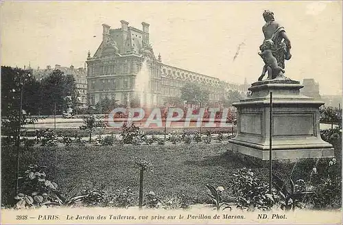 Cartes postales Paris le Jardin des Tuileries vue prise sur le Pavillon de Marsan