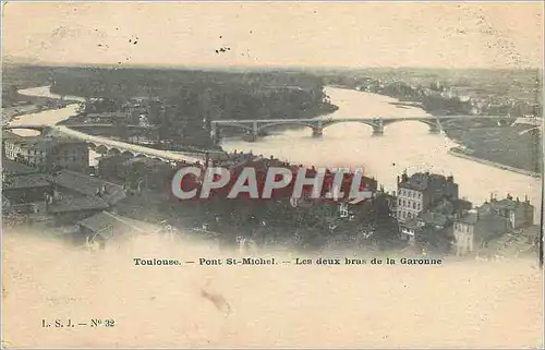 Cartes postales Toulouse Pont St Michel les deux bras de la Garonne