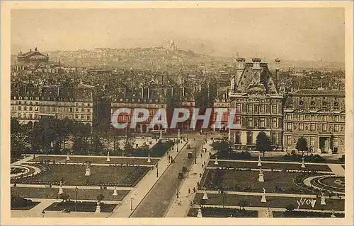 Ansichtskarte AK Paris en Flanant Perspective sur les Jardins des Tuileries la Butte Montmartre et le Sacre Coeur