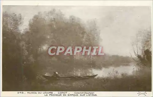 Cartes postales Musee du Louvre Corot le pecheur en Barque sur l'Etang