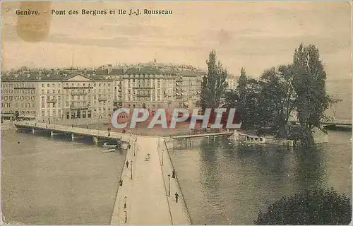 Ansichtskarte AK Geneve Pont des Bergues et Ile JJ Rousseau