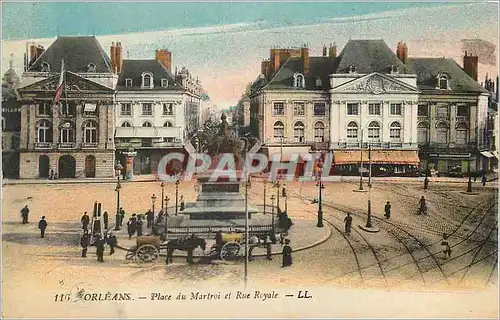 Cartes postales Orleans Place du Martroi et Rue Royale
