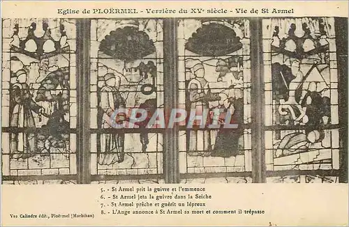 Cartes postales Eglise de Proermel Verriere du XVe Siecle Vie de St Armel