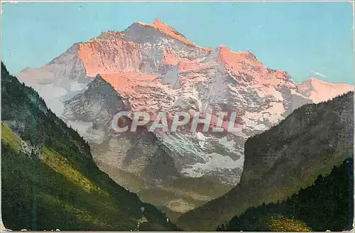 Moderne Karte Jungfrau Bein Alpengluhen Photographie R Gabler Interlaken