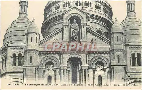 Cartes postales Paris la Basilique du Sacre Coeur Detail de la Facade