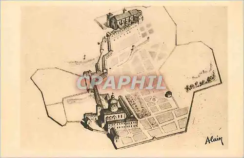 Cartes postales Chapelle du Martyre de Saint Denys Vue de l'Abbaye du Prieure au XVII e siecle