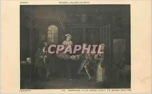 Cartes postales National Gallery Millbank Hogarth Marriage a la Mode (Visit to Quack Doctor)