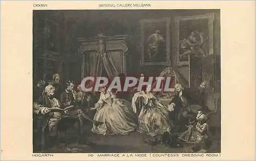 Ansichtskarte AK National Gallery Millbank Hogarth Marriage a la Mode (Countess Dressing Room)