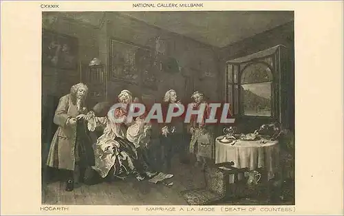 Cartes postales National Gallery Millbank Hogarth Marriage a la Mode (death of Coutess)