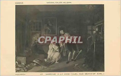 Ansichtskarte AK National Gallery Millbank Hogarth Marriage a la Mode(Dual and Death of Earl)