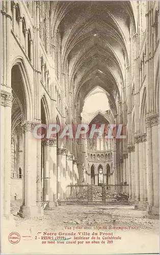 Ansichtskarte AK Notre Grande Ville du Front Reims (1919) Interieur de la Cathedrale au Fond Trou Cause par un Ob