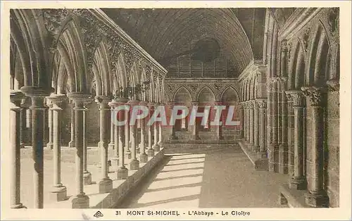 Cartes postales Mont St Michel L'Abbaye Le Cloitre
