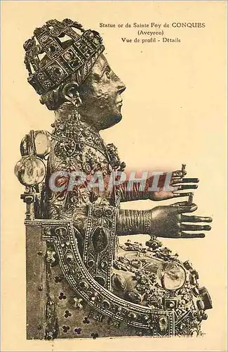 Cartes postales Statue or De Sainte Foy de Conques (Aveyron) Vue de Profil Details