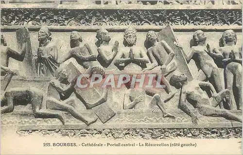 Cartes postales Bourges Cathedrale Portail Central La Resurection (Cote Gauche)