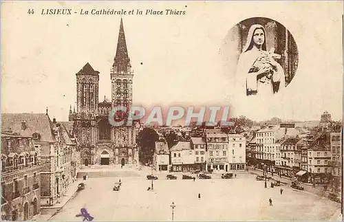 Cartes postales Lisieux La Cathedrale et la Place Thiers