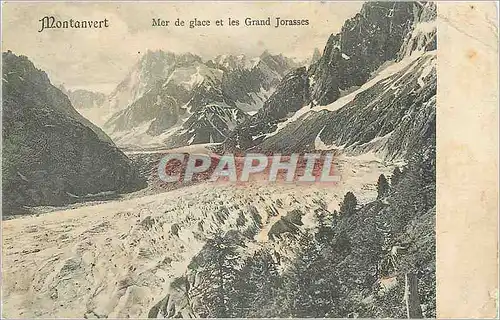 Cartes postales Montanvert Mer de Glace et Les Grand Jorasses