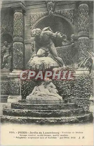 Cartes postales Paris Jardin du Luxembourg Fontaine de Medicis Groupe Central Moitie Bronze Moitie Marbre