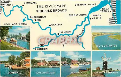 Moderne Karte The river Yare Norfolk broads Norwich