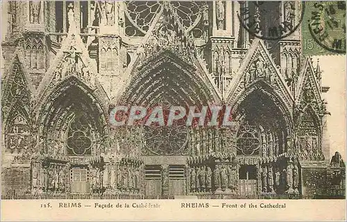 Cartes postales Reims facade de la cathedrale