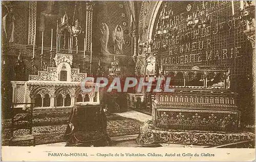 Cartes postales Paray le monial chapelle de la visitation chasse autel et grille du cloitre