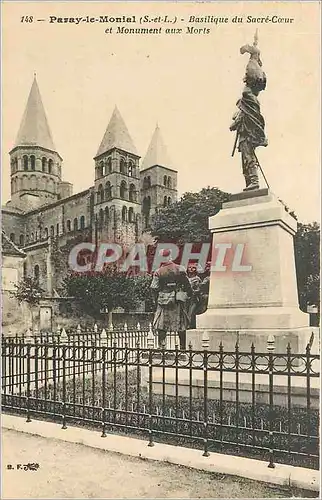Cartes postales 148 pavay le monial (s et l) basilique du sacre coeur et monument aux morts