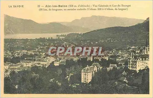 Cartes postales La savoie 32 aix les bains (258 m d altitude) vue generale et lac du bourget