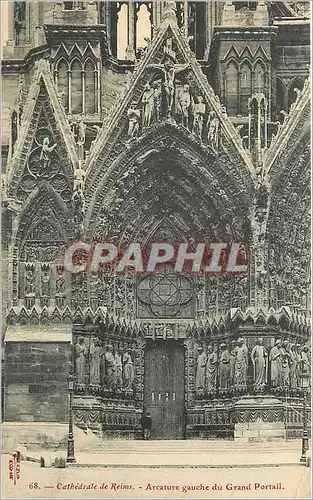 Cartes postales 68 cathedrale de reims arcature gauche du grand portail