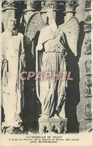 Cartes postales Vise paris n 35 cathedrale de reims l ange au sourire dit le sourire de reims