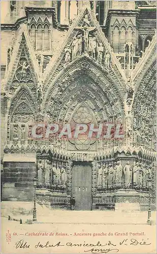 Cartes postales 68 cathedrale de reims areature gauche du grand portail